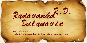 Radovanka Dulanović vizit kartica
